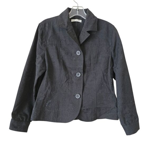 COLDWATER CREEK Black Women's Jacket Blazer Size Medium Paisley Patterned - Picture 1 of 7